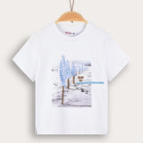 Model shirt with print - light blue 