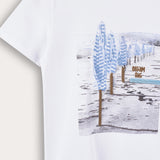 Model shirt with print - light blue 