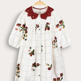 Crochet Collar Button Dress - White