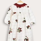 Crochet Collar Button Dress - White