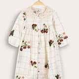 Crochet collar button dress - cream
