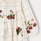 Crochet collar button dress - cream