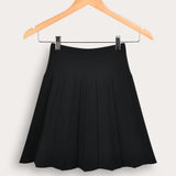 Pleated knit skirt - black