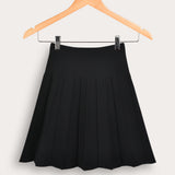 Pleated knit skirt - black