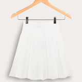 Pleated knit skirt - cream