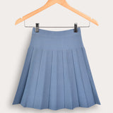 Pleated knit skirt - blue