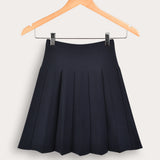 Pleated knit skirt - Navy
