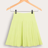 Pleated knit skirt - lime
