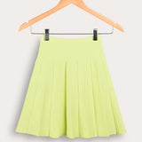 Pleated knit skirt - lime