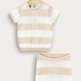 Checkered knit set - beige