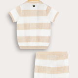 Checkered knit set - beige
