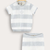 Checkered Knit Set - Light Blue