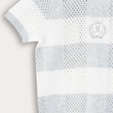 Checkered Knit Set - Light Blue