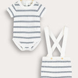 Baby set in braided knitwear with stripes - Navy