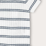 Baby set in braided knitwear with stripes - Navy