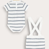 Baby set in braided knitwear with stripes - Navy