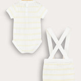 Baby set in braided knitwear with stripes - yellow