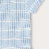 Baby set in braided knitwear with stripes - blue