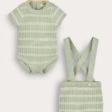 Baby set in braided knitwear with stripes - black