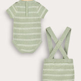 Baby set in braided knitwear with stripes - black