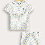 Striped baby set with ship embroidery - yellow