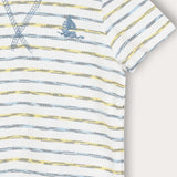 Striped baby set with ship embroidery - yellow