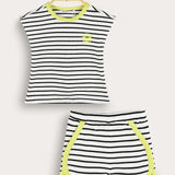 Striped Baby Romper Set - Black 