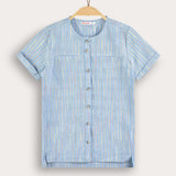 Striped button-down shirt - light blue