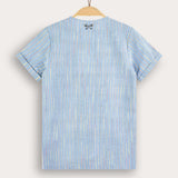 Striped button-down shirt - light blue
