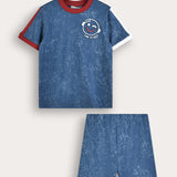 Short Sleeve Pajama Set - Blue