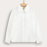 Lace Collar Button-Down Shirt - White