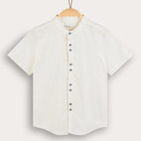 Double-breasted linen shirt - blue
