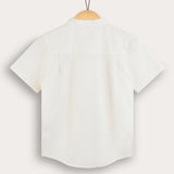 Double-breasted linen shirt - beige