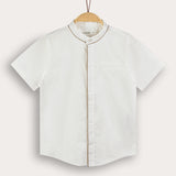 Button-down shirt with Chinese collar - beige