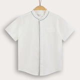Button-down shirt with Chinese collar - blue