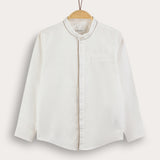 Button-down shirt with Chinese collar - beige