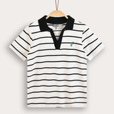 Striped Polo Shirt - Black