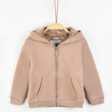 Baby hoodie with velvet lining - beige