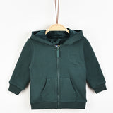 Baby hoodie with velvet lining - green