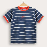 Striped T-shirt with embroidery - blue