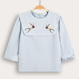 Top with collar and embroidery - blue