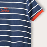 Striped T-shirt with embroidery - blue