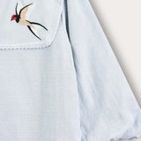 Top with collar and embroidery - blue