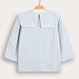 Top with collar and embroidery - blue