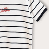 Striped T-shirt with embroidery - black