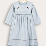 Dress with collar and embroidery - blue