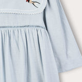 Dress with collar and embroidery - blue