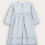 Dress with collar and embroidery - blue