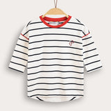 Striped shirt with hearts - Navy
