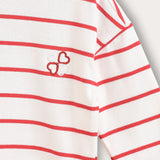 Striped shirt with hearts - red